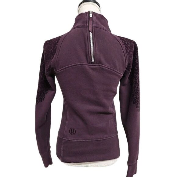 Lululemon Floral Flock Pullover Sweatshirt Black Berry Women's Size 4 - Picture 4 of 8